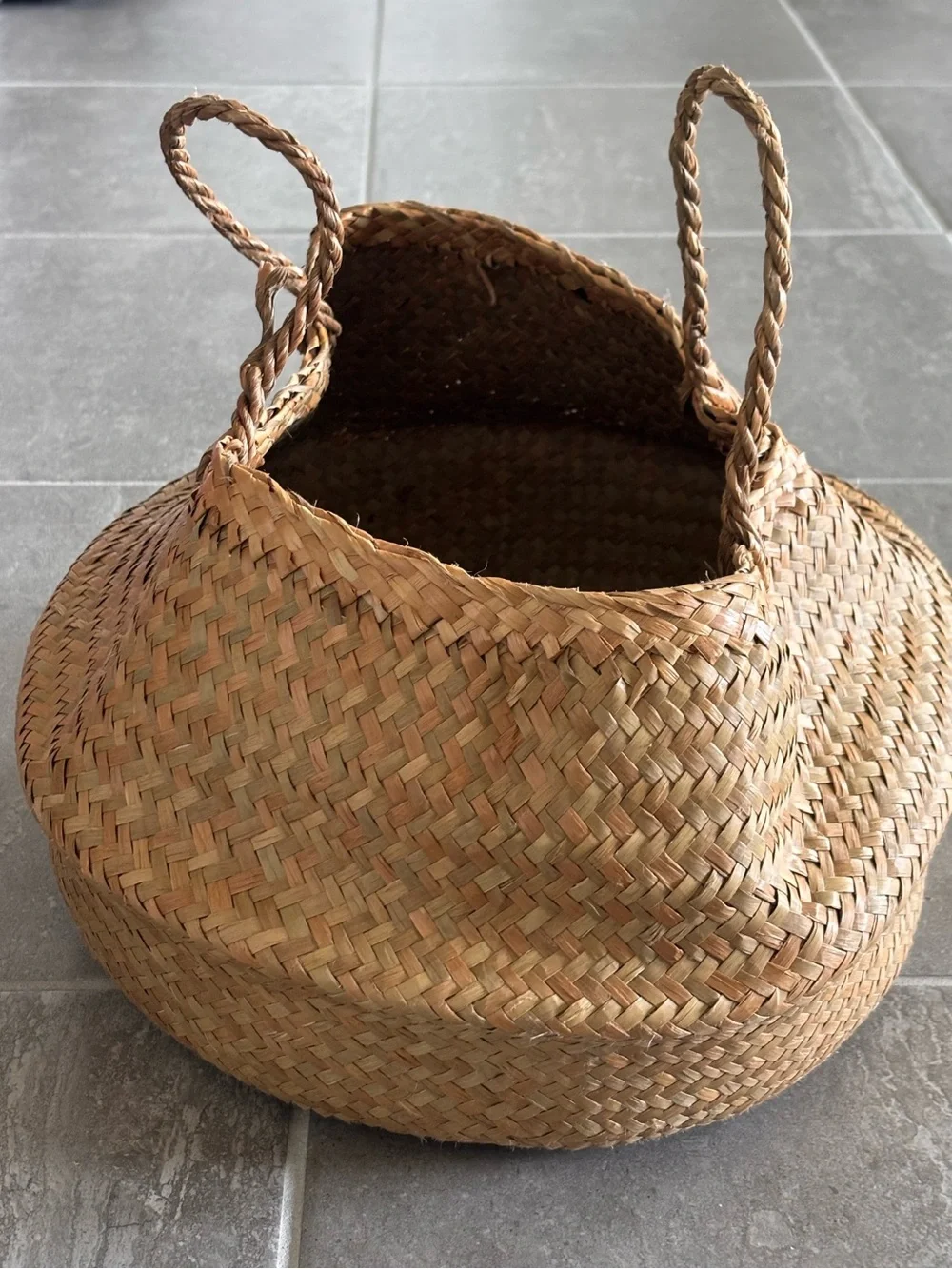 IKEA FLADIS Handwoven Seagrass Storage Basket - Black and Natural